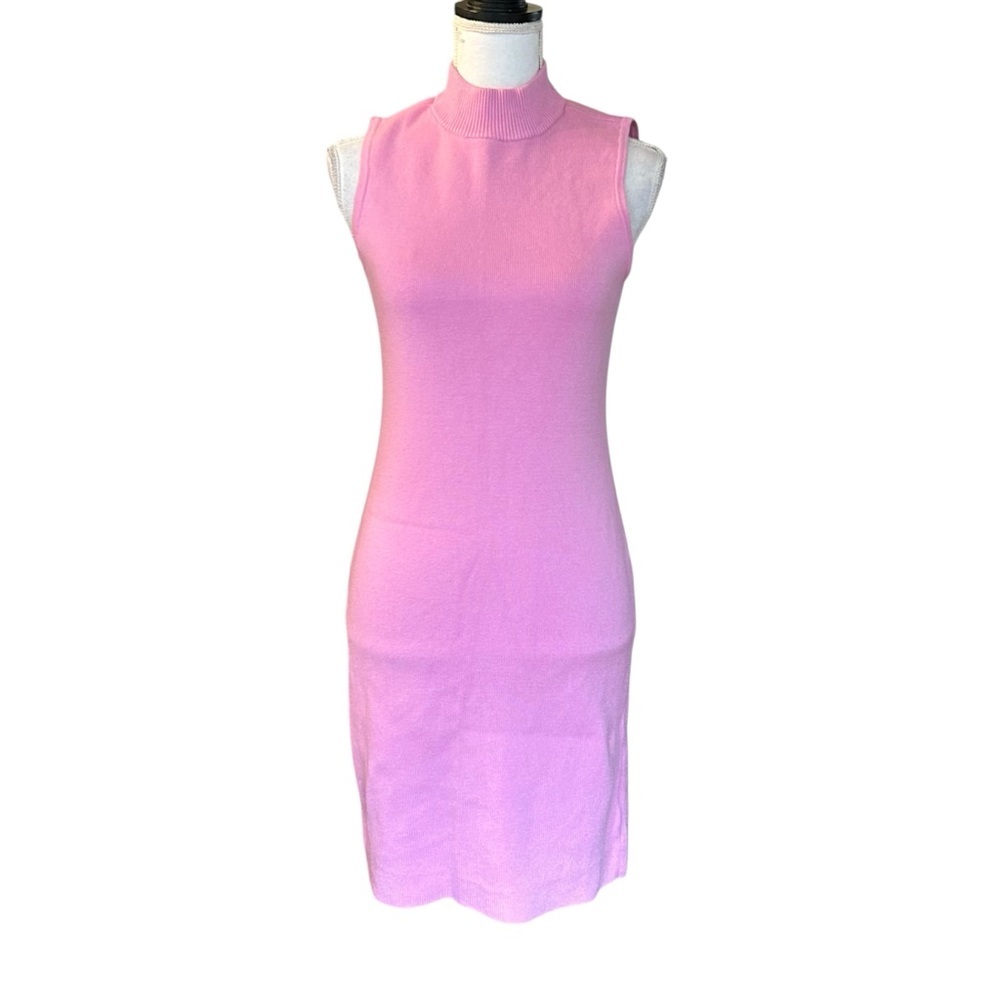 Bar III Ottoman Mock Neck Sleeveless Sweater Dress‎ SZ Medium Lavender Knit NEW